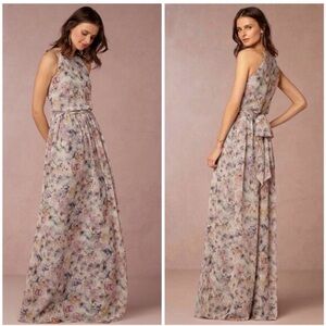 BHLDN Donna Morgan Floral Halter Neck Maxi Dress in Soft Pastel